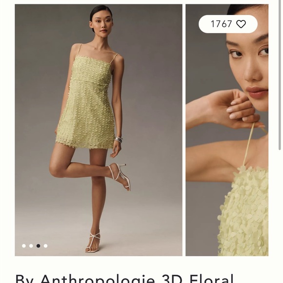 Anthropologie green floral mini dress - Picture 2 of 5